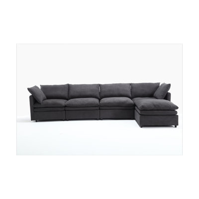 L-Shaped Sectional Sofa, 5-Seat Upholstered Sofa Couch For Living Room