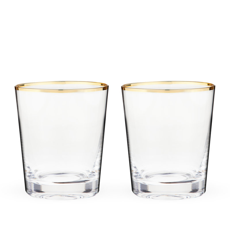 Gold Rimmed Clear Glass 10oz Lowball Tumbler Set