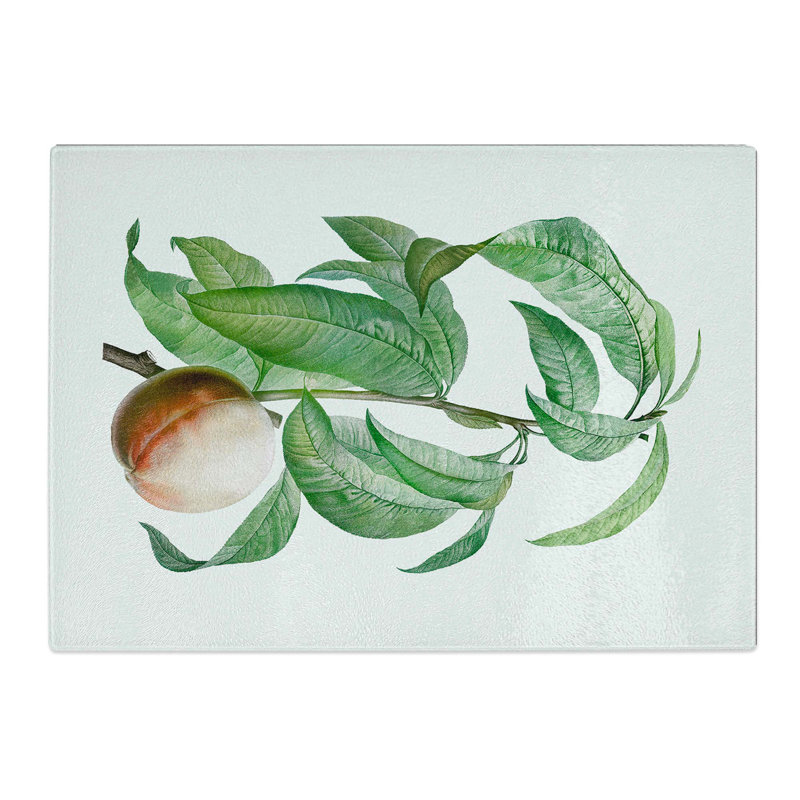 Tempered Glass Peach on a Branch by Pierre-Joseph Redoute Chopping Board, 28.5 cm x 20 cm