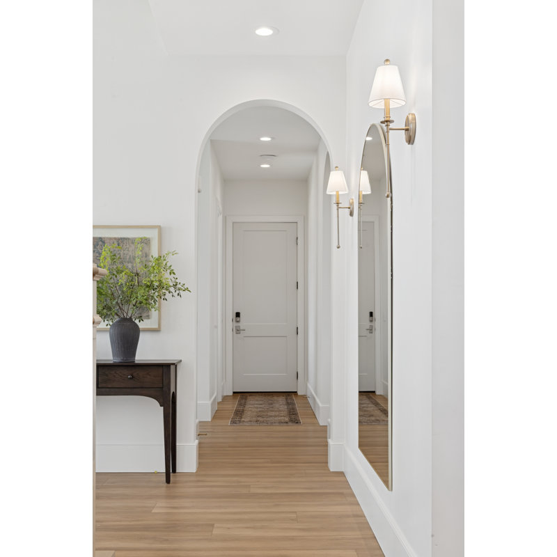 Lumley Stainless Steel Armed Sconce, Aged Brass