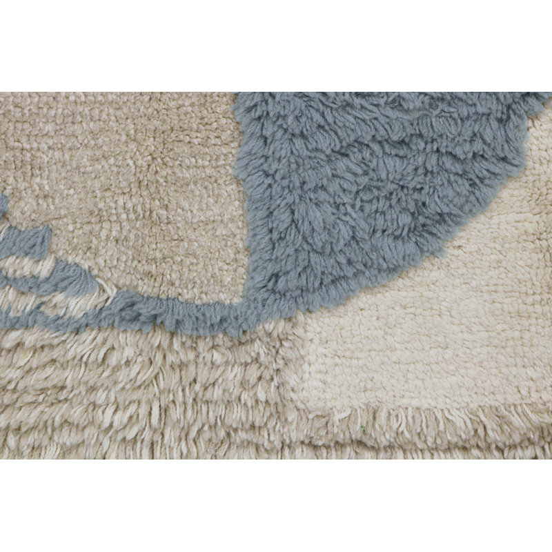 Regina Giménez Hand Tufted Wool Moroccan Area Rug in Sea Shell/Almond Frost/Smoke Blue/Sandstone