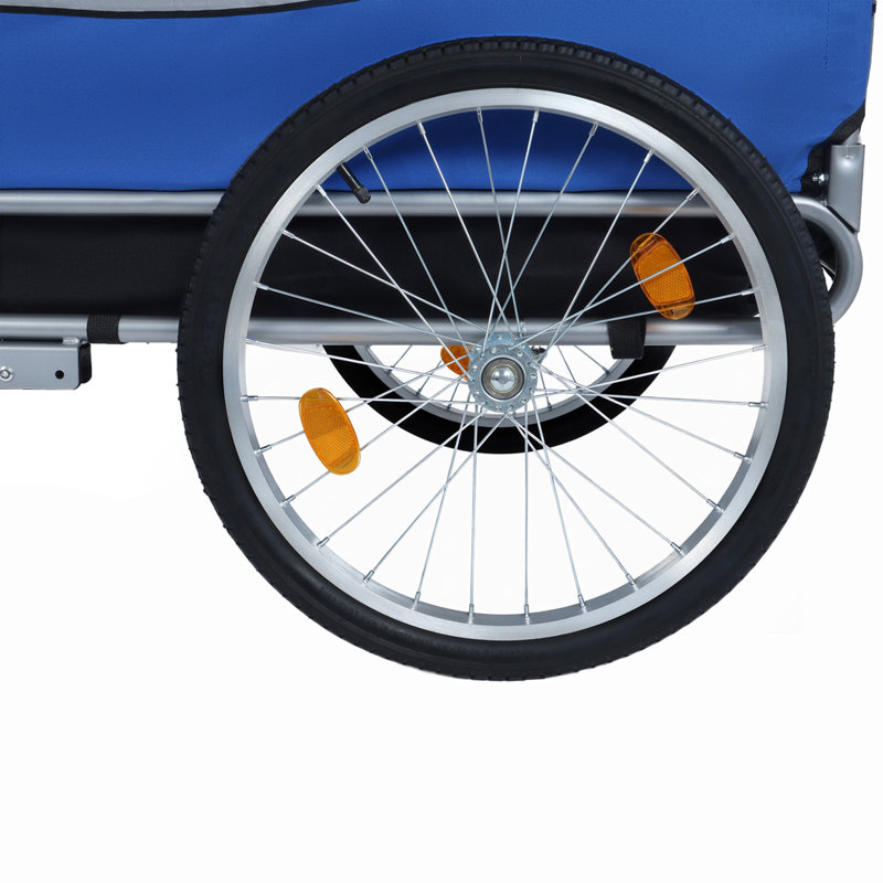 Remorque à vélo pliable pour chien avec cadre en acier durable, Blue/Grey