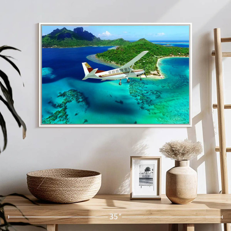 Avion de voyage, Cadre flottant blanc, 13 po x 9 po