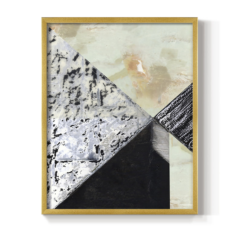 «Tiles & Texture Abstract Angles I», reproduction encadrée - bois massif, H 10 po x l 8 po, Or