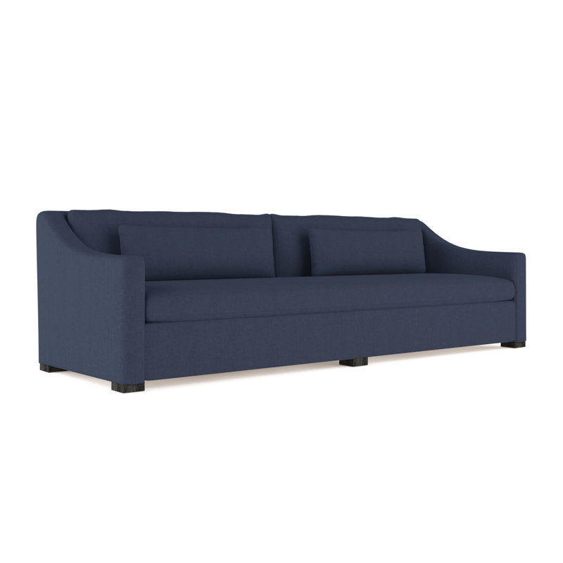 Canapé Crosby, Lin à tissage carré imprimé bleu, H 32,5 po x l 96 po x P 38 po, Naturel