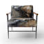 Golden Gothic Floral Bouquet IV - Chaise rembourrée de style campagnard avec accoudoirs rustiques-1932638545