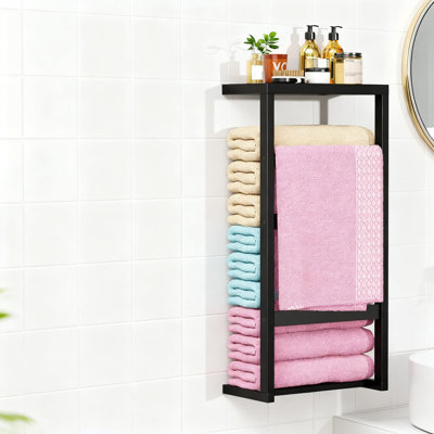 Bamboo Wall-Mounted Ladder Rack, 4-Tier Towel And Blanket Holder For Space-Saving Bathroom, Living Room, And Bedroom Storage