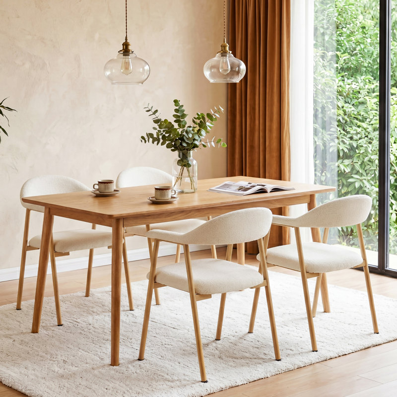Chaises de salle à manger rembourrées Modern, Beige, 4