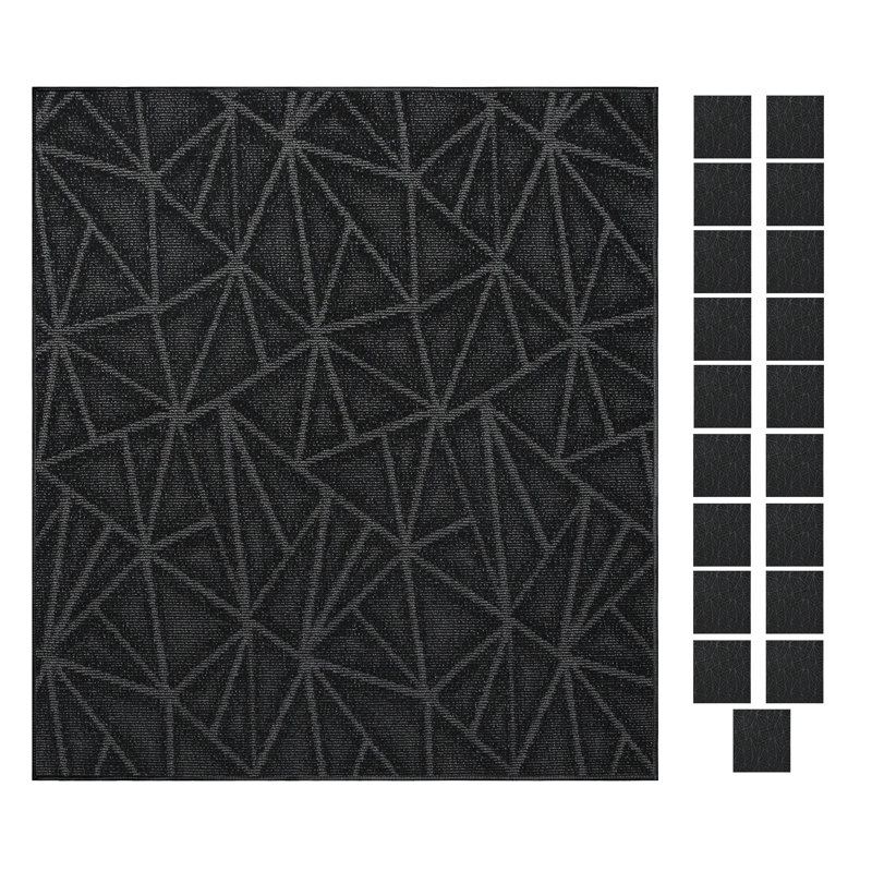 Tapis noir raffiné intérieur / extérieur Furnish My Place, Hexagone 3 pi