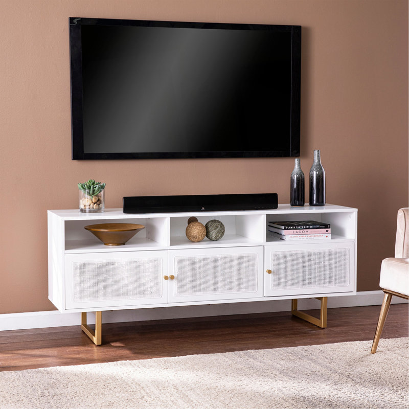 Cabinet multimédia avec rangement Mursley, Blanc