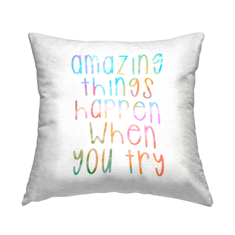 Coussin vibrant d'extérieur «Happy Saying» par Daphne Polselli