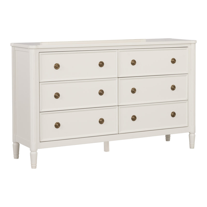 Commode 6 tiroirs Vinesha, Blanc