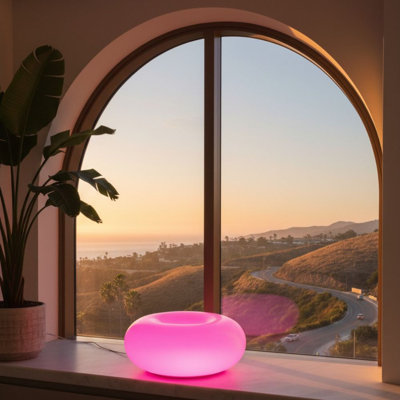 Glownut Modern Led Table Lamp, Donut Shape Ambient Night Light For Bedroom, Living Room Decor Lamp