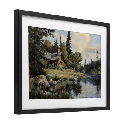 «Creek Cabin Woodland View», reproduction encadrée sous verre, conception de Franklyn Gregory