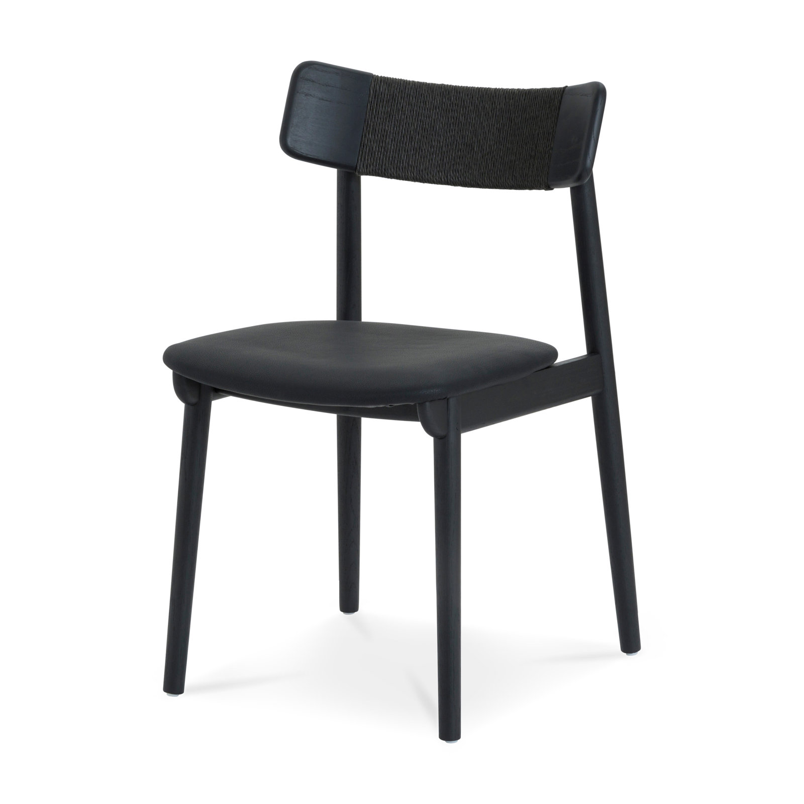 Sakina Genuine Leather Side Chair, Black, Black