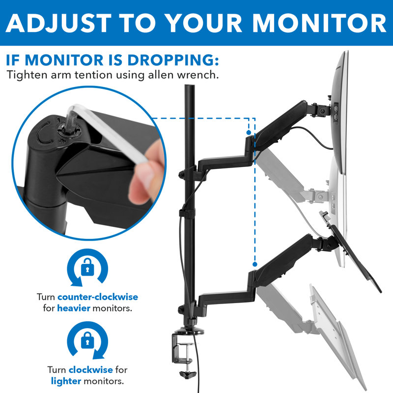 Mount-it Mount-It Full Motion Height Adjustable Sit Stand Monitor Desk Mount | Fits Up to 32" Screens