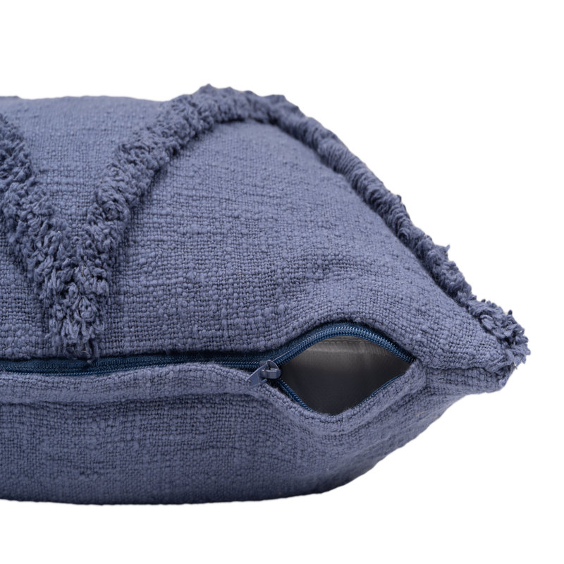  Square_Ox Bay Hand Woven Diamond Cotton Pillow, 18" H x 18" W, Polyester, Denim Blue