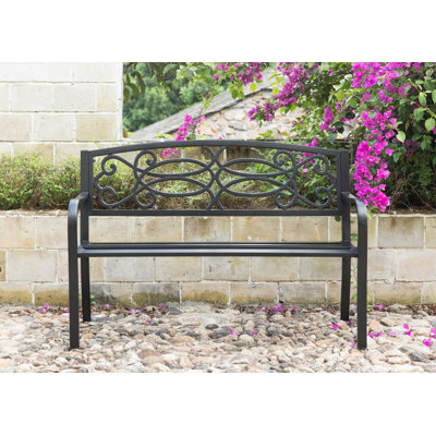 Barty Outdoor Lawn Steel Park Bench by Alcott Hill