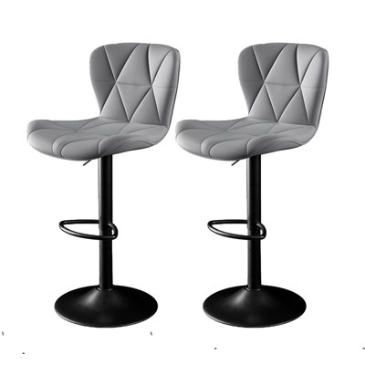 Adjustable Swivel Counter Height Bar Stools, Waterproof Faux Leather Stools with Metel Footrest,Set of 2
