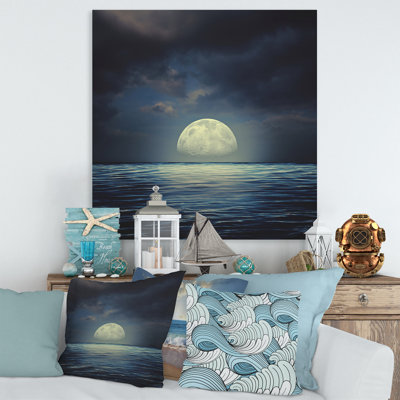 Super lune au-dessus de la mer II - photographie sur toile