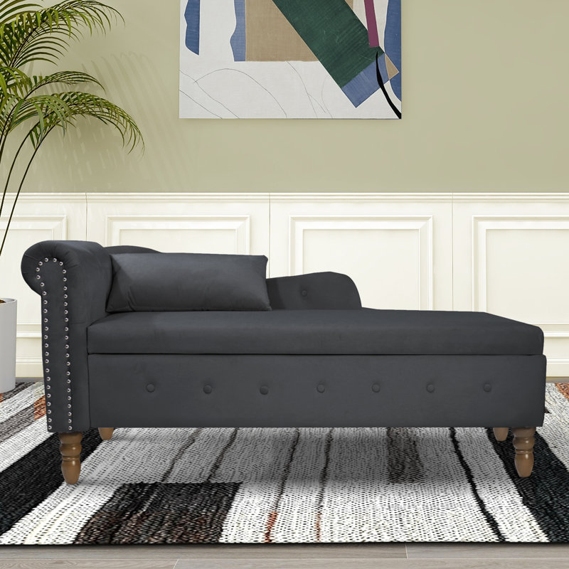 Chaise longue rembourrée Gloryvee, Velours noir