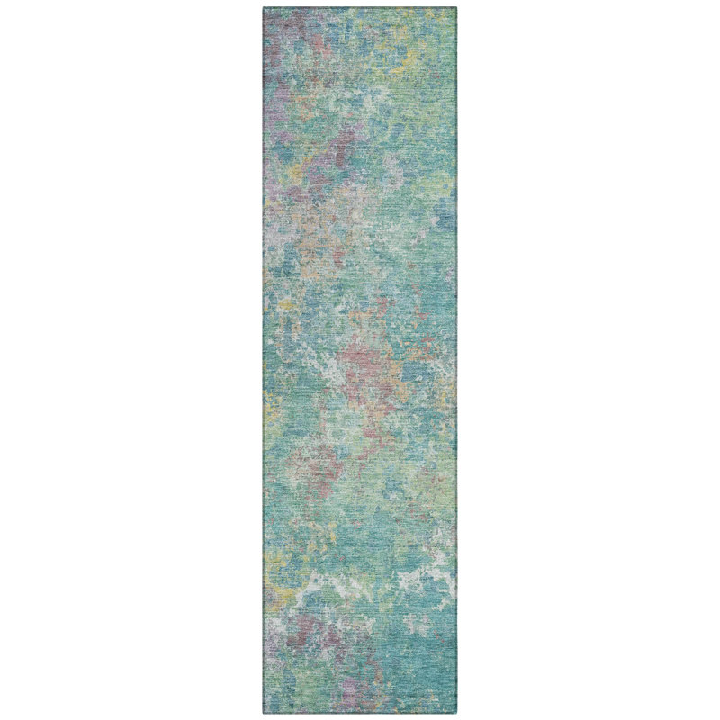 Machine Washable Indoor/Outdoor Brathwaite ACN2166 Abstract Rug, Runner 2'3" x 7'6"