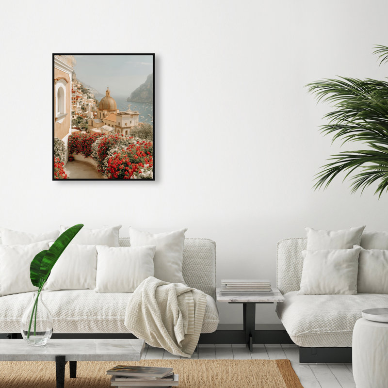 Clifftop Crimson I Canvas Nautical & Beach Print by Oliver Gal, Black Frame, 16 x 20, 17"H x 21"W, Silver Floater Frame