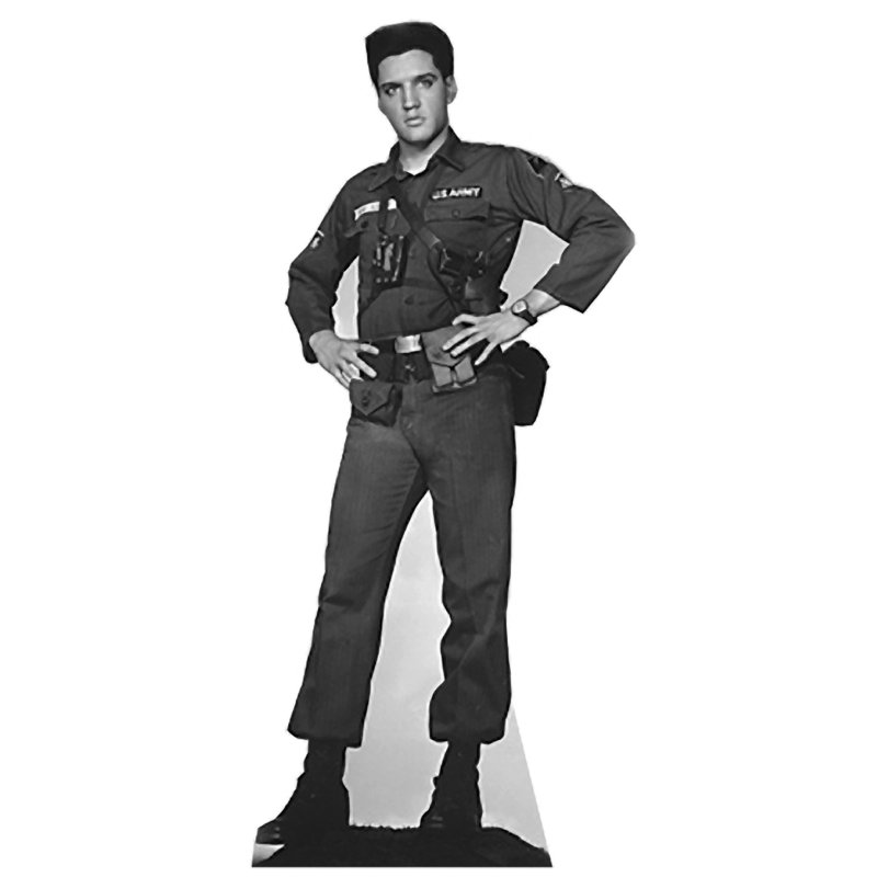 Lifesize Elvis Presley Army Fatigues Cardboard Standup