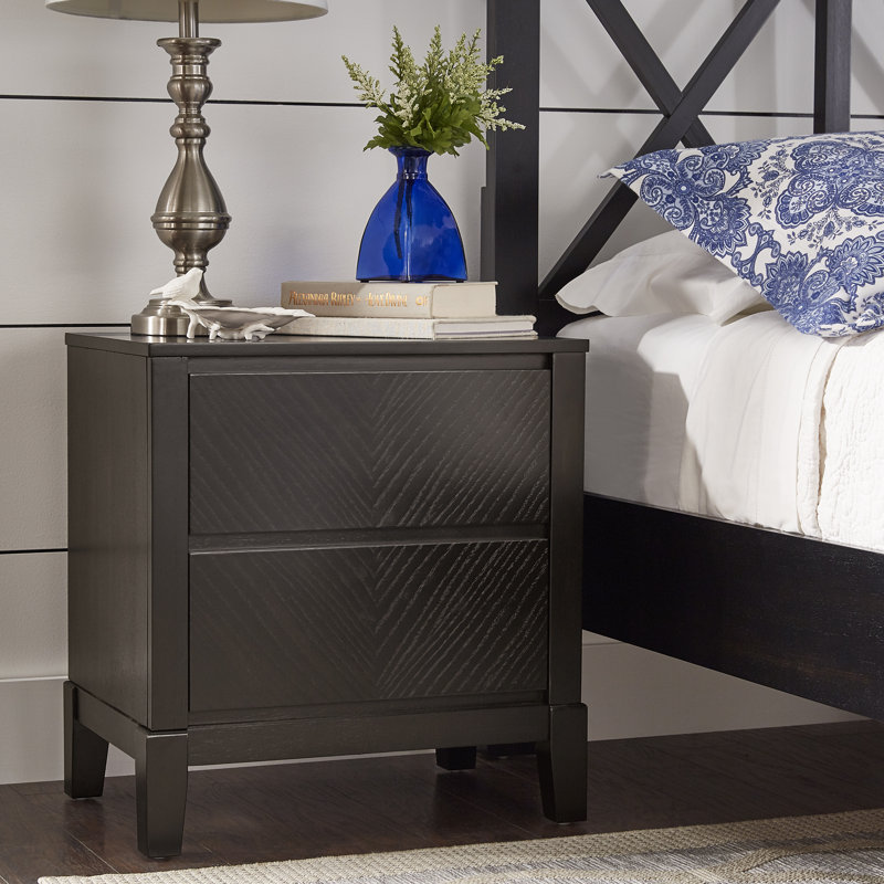 Table de chevet 2 tiroirs Oakleil, Noir antique