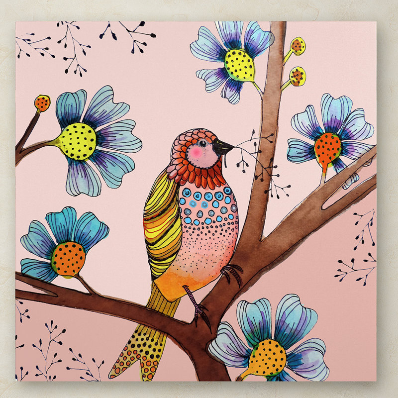 Sylvie Demers Pink Bird Canvas Art, 15" x 20"