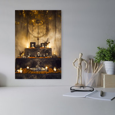«Warm Dasa De Muertos», autel traditionnel de fleur de souci, art mural