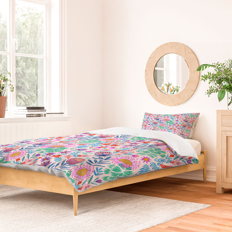 Ensemble de housse de couette en microfibre rose 3 pièces, Housse de couette double + 2 taies d'oreiller