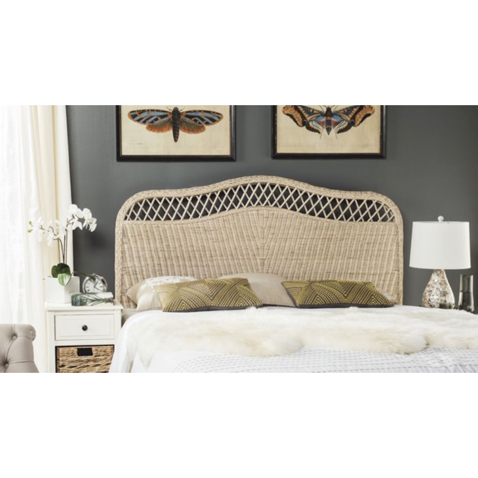 Almus Headboard, King, White Washed