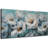 White Flowers Wall Art Blooming Blue Teal Turquoise Tones Textured Canvas Painting, Large Size Artwork Framed For Bedroom Living Room Bathroom Home Office Wall Decor 40"X20"