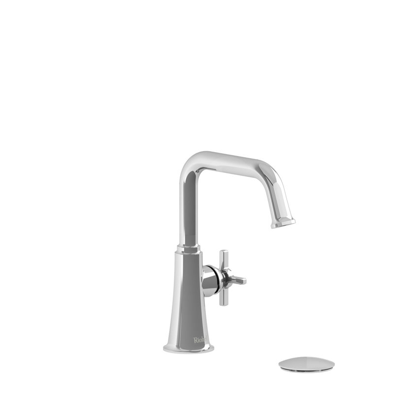 Robinet de salle de bain à trou unique avec drain en U Momenti ™, Nickel brossé / noir, Croix 2