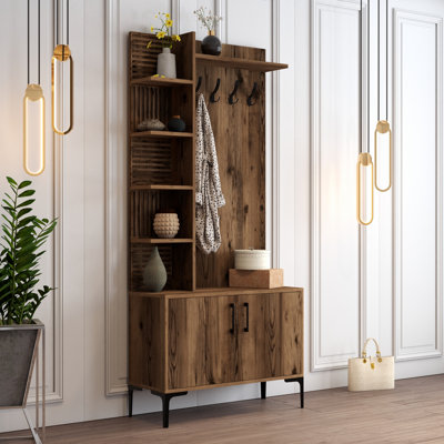 Arbre d'entrée de 35,4 po de largeur avec rangement pour chaussures
