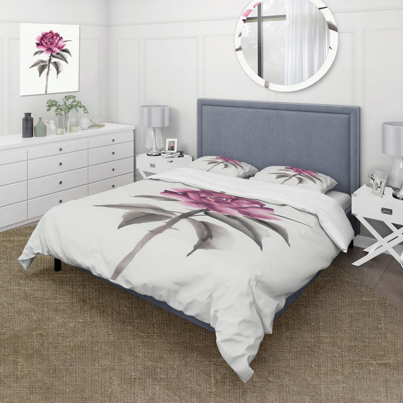 Ensemble de housse de couette Traditional - rose et rose rétro en microfibre de polyester