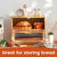 Double Layer Bamboo Bread Box For Kitchen Counter,Large Capacity Bread Storage Bin,Bread Container With Acrylic Wavy Door Panel (Natural)