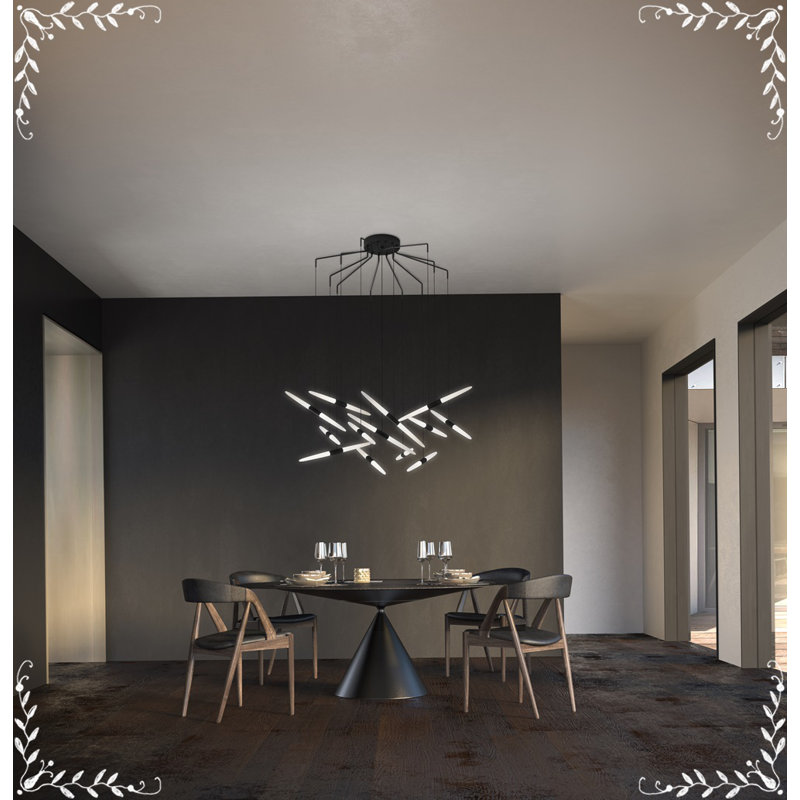 Ballet 13 - Light Dimmable LED Geometric Chandelier, Satin Black