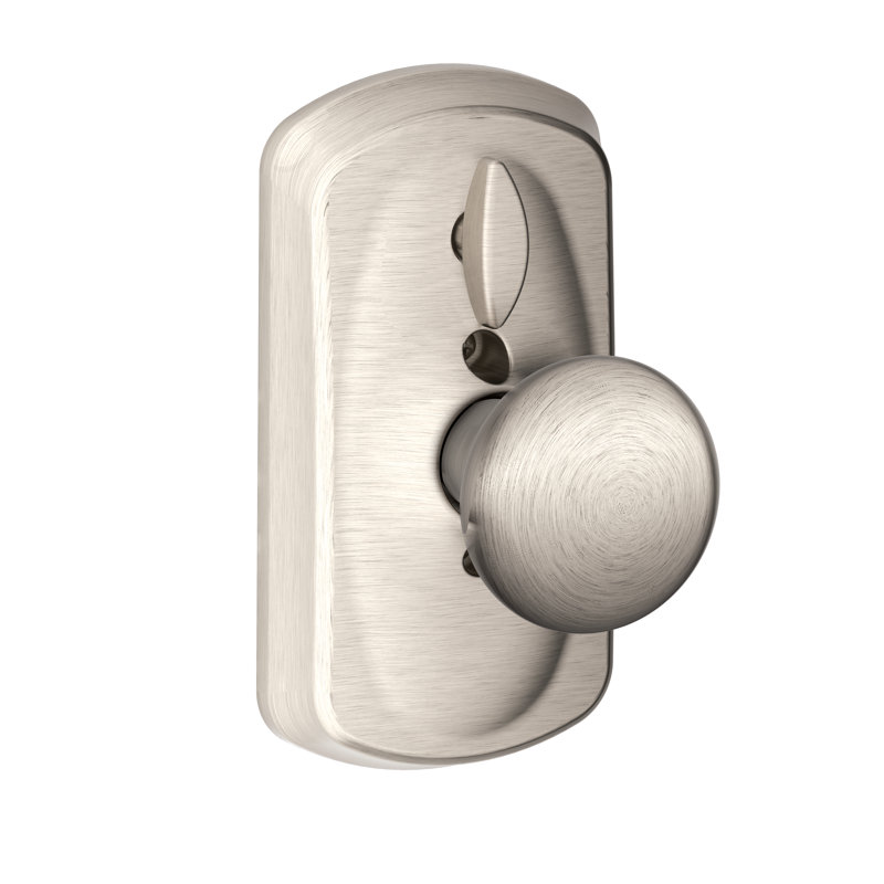 Keypad Electronic Door Knob with Plymouth Trim and Plymouth Knob, Satin Nickel, Keyed Alike, Yes