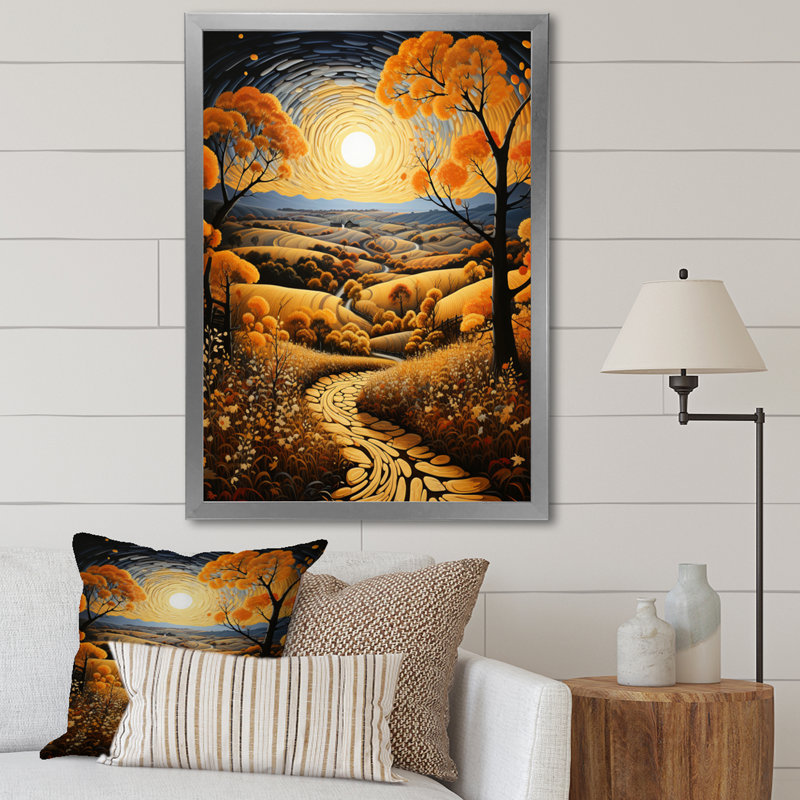 «Countryside Harvest Gold Autumn I», reproduction sur toile, H 40 po x l 30 po x P 1,5 po, Cadre photo argenté
