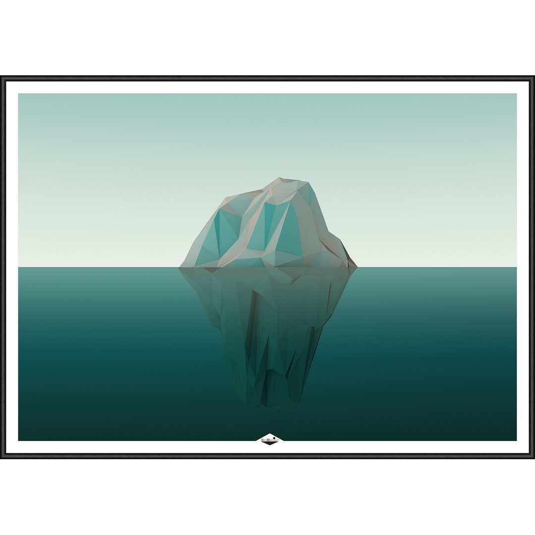 Gerahmtes Poster „Low Poly Iceberg 9“, Grafikdruck