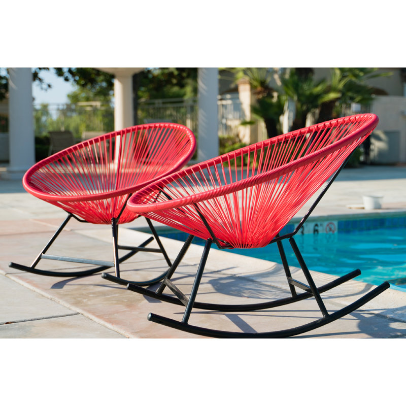 Davontre Wicker Outdoor Lounge Chair, Red