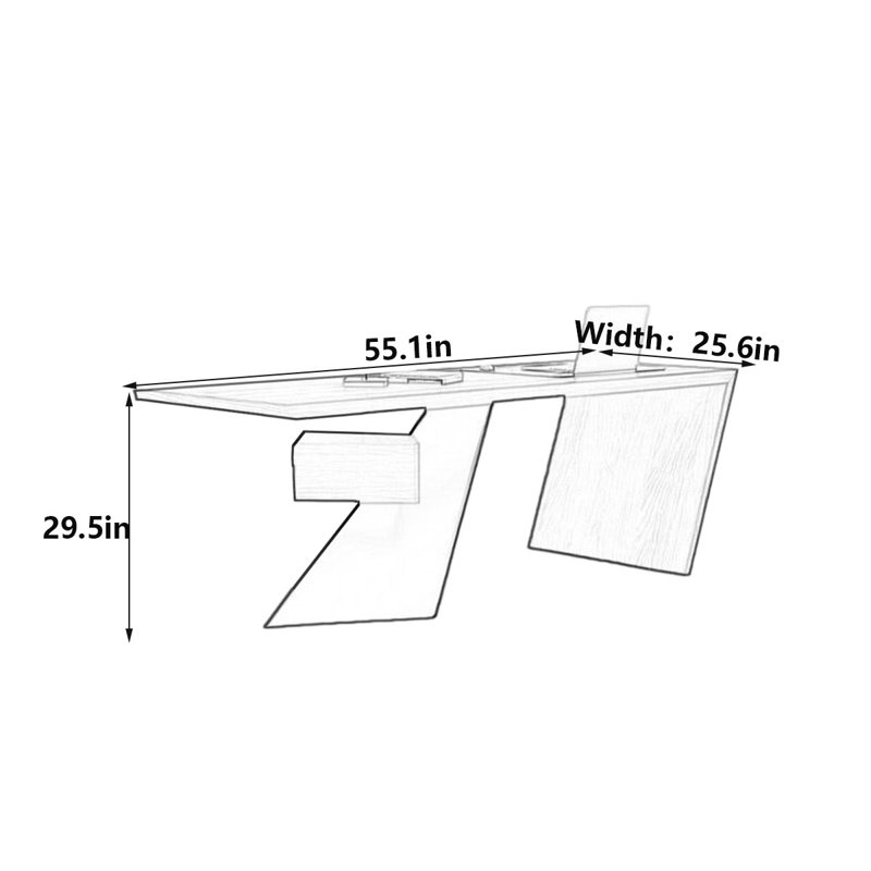 Bureau double caisson Modern, H 29,5 po x l 55,1 po x P 25,6 po
