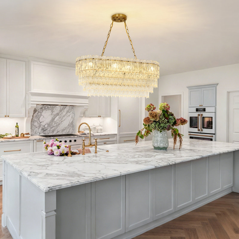 8 - Light Chandelier, Antique Brass