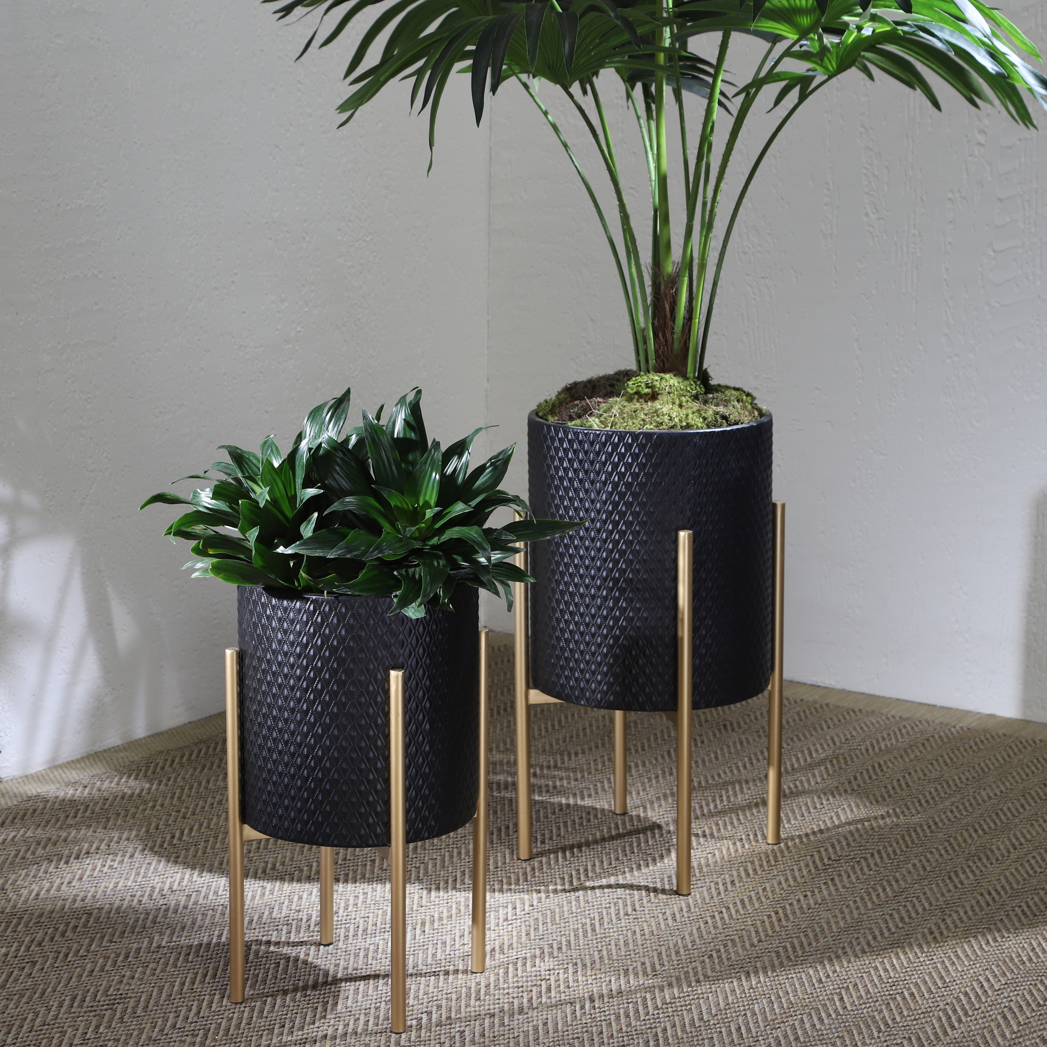 Metal Planter Pot Set for Indoor & Outdoor Use - Set of 2