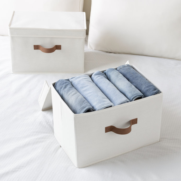 Fabric Storage Box (Without Lid) (Set of 3) Rebrilliant Size: 8.1'' H x 11.6'' W x 12.4'' D, Color: Gray/White