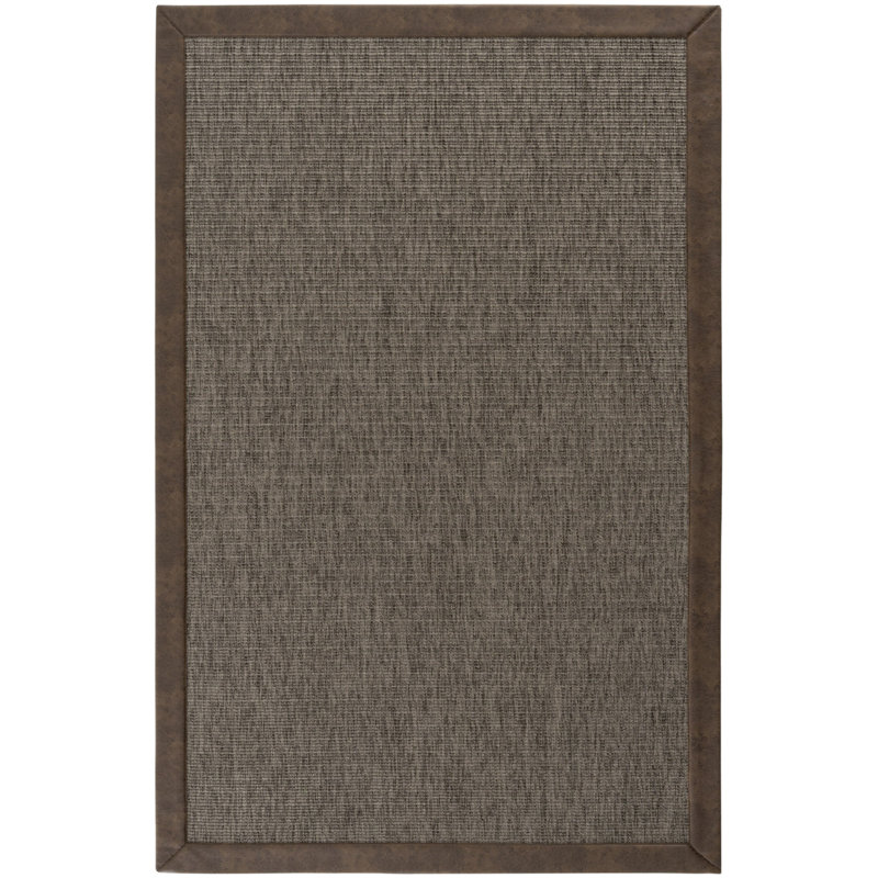 Tapis en sisal à bordure en cuir Lopez, Rectangle 6 pi 7 po x 8 pi 3 po