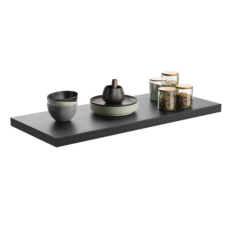  Grandes tablettes flottantes murales pour 1 ensemble de tablettes murales en bois 36 po x 10 po x 1 po avec support mural invisible pour la chambre à coucher, la cuisine, le salon et le bois noir