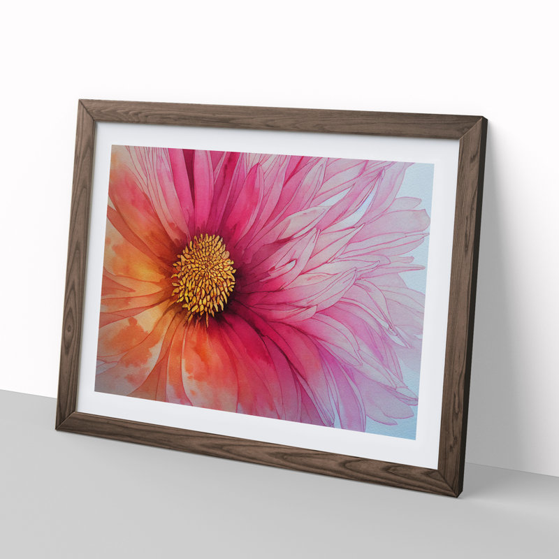 Chrysanthemum Watercolour Flower Vol.1 - Framed Print, 25cm H x 34cm W x 2cm D, Walnut Framed
